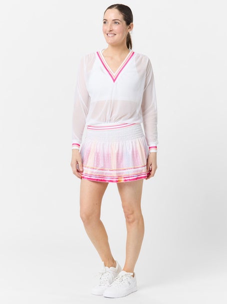Lucky in Love Womens Long Classic Stripe Smocked Skirt