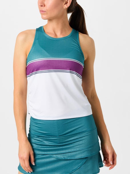 Lucky In Love Womens Chroma Stripe Cinch Tank