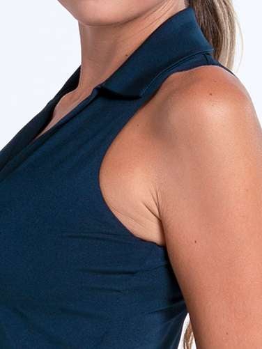 Lucky in Love Womens Club Polo Tank - Navy