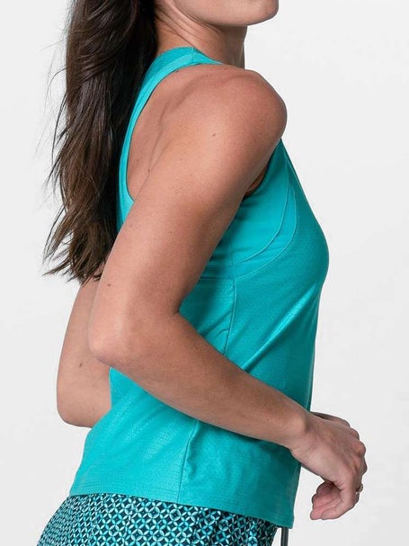 Lucky In Love Womens Eyelet High Neck Action Tank