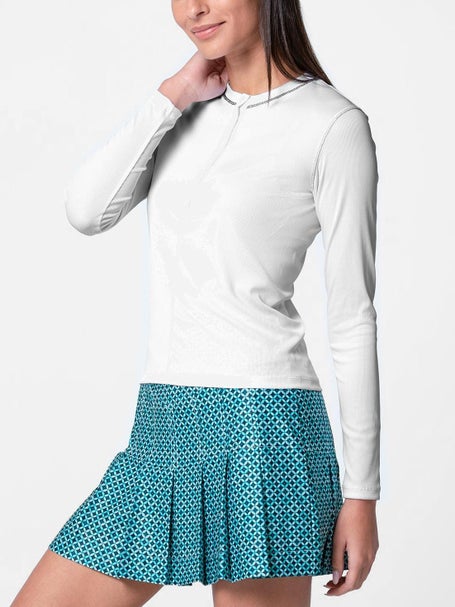 Lucky In Love Womens Eyelet Riviera Henley Long Sleeve