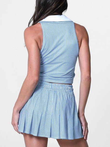 Lucky In Love Womens Hip Fit Linen Stripe Tank