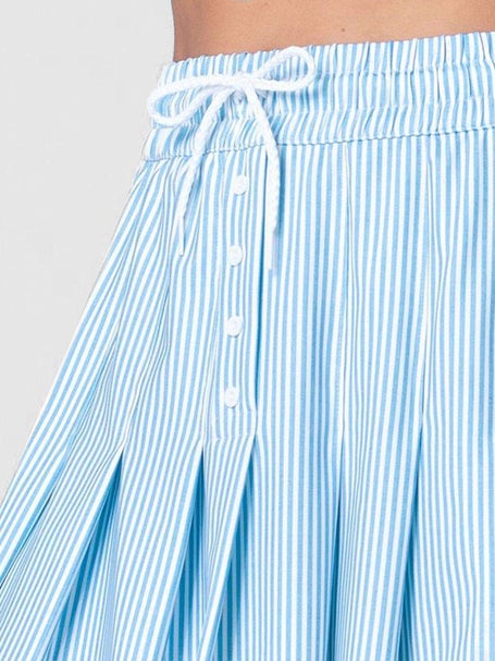 Lucky In Love Womens High Waist Linen Stripe Skirt