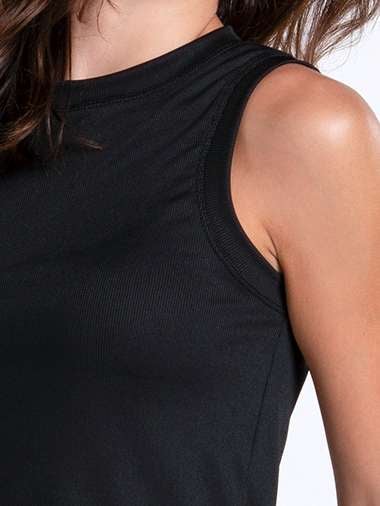 Lucky in Love Womens Hip Fit Rib Muscle Tank - Black