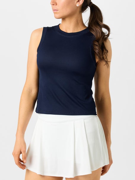 Lucky in Love Womens Hip Fit Rib Muscle Tank - Navy