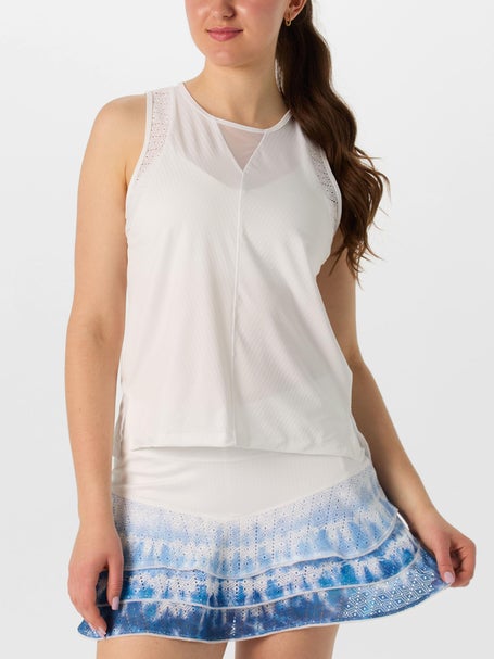 Lucky In Love Womens Shibori Lace Chevron Tank