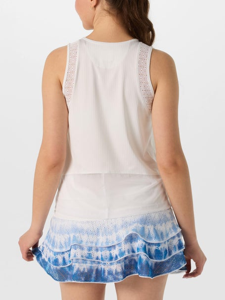 Lucky In Love Womens Shibori Lace Chevron Tank