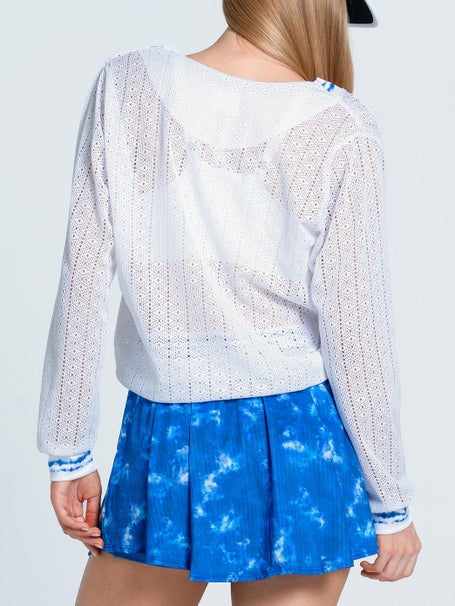 Lucky In Love Womens Shibori Stripe Lace Pullover