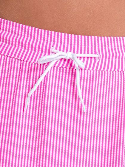 Lucky in Love Womens High Waist Seersucker Skirt-PInk