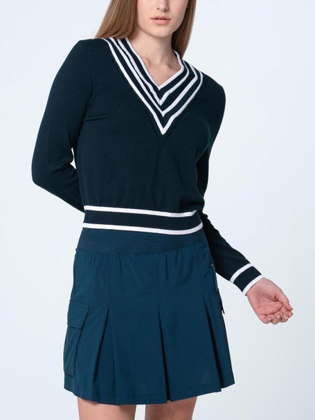 Lucky In Love Womens Victory V-Neck Sweater - Navy