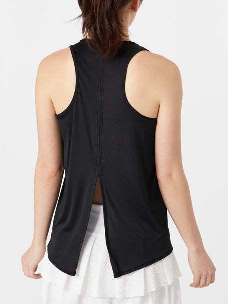 Lucky in Love Womens Core Rib Tie Back Tank - Black