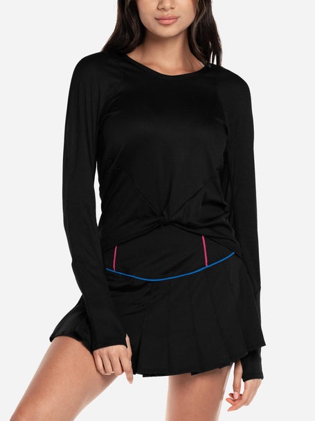 Lucky in Love Womens Wrap It Up Long Sleeve Top -Black
