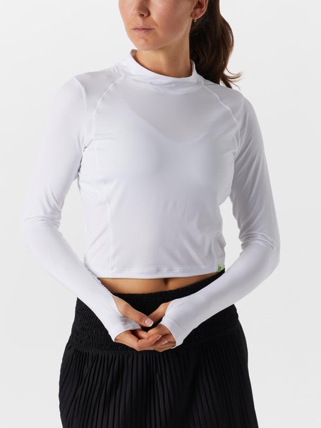 Lucky in Love Womens L-UV Mock Long Sleeve - White