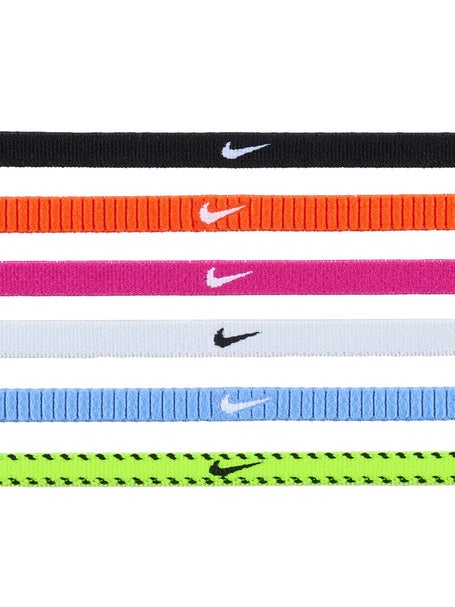 Nike Flex Classic Slim Headbands 6 Pk - Volt/Pink/White