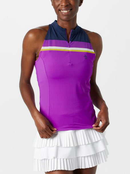 Penguin Womens Fall Zip Colorblock Halter Tank