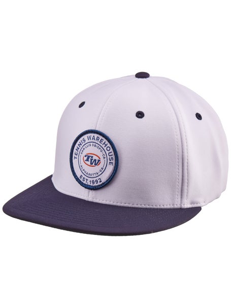 Tennis Warehouse Flat Bill Hat - White/Navy