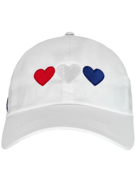 VimHue Womens USA 3 Hearts Hat - White