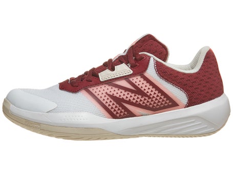 New Balance WC 696v6 D White/Burgundy Womens Shoe