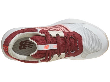 New Balance WC 696v6 D White/Burgundy Womens Shoe