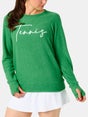 Bird & Vine Wms Reverse Fleece Script Green L