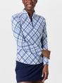 IBKUL Wms Tony Plaid Long Sleeve Mock White XS